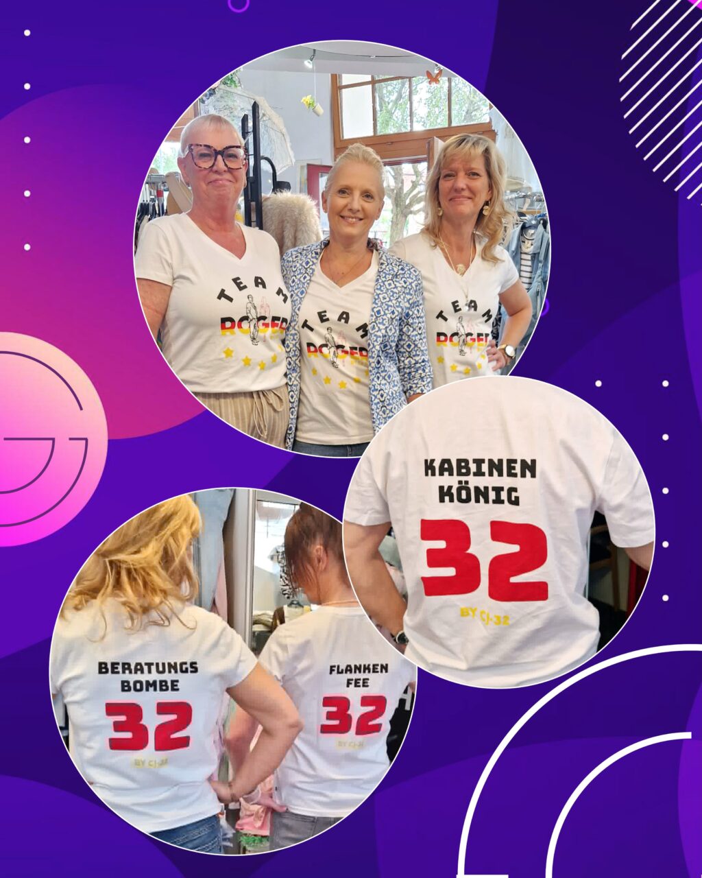 Wenn schon nicht Weltmeister, dann wenigstens meisterhaft aufmerksamkeitsstark.

Heute ist WM-Finale. Nur leider ohne Deutschland.

Am Support kann es jedenfalls nicht gelegen haben: Unser Kunde, das Modegeschäft @roger_cj32 , hatte mit Kabinen-König, Beratungs-Bombe und Flanken-Fee schließlich einen Kader aufgestellt, der titelverdächtig war.

Die Fachkompetenz? Erstklassig.
Die Kleidung? Finalwürdig.
Die Beratung? Treffsicher.
Nur die deutsche Mannschaft wollte offenbar lieber früher in die Kabine – schade nur, dass es nicht die von Modegeschäft ROGER war.

Wir wünschen allen Fußballfans ein spannendes Finale – und Team ROGER weiterhin starke Flanken, sichere Abschlüsse und einen Kabinen-König, der jederzeit für beste Stimmung sorgt.

Konzept- und Shirt-Design: GRAPHICSSON (mit Lachanfällen bei der Wortfindung).

#GRAPHICSSON #Gestaltungszentrale #wmshirt #ideenstürmerin #lieblingsgeschäft