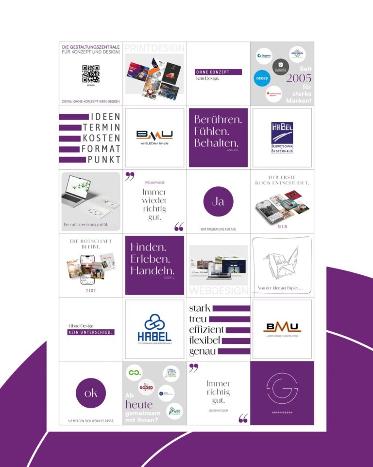 Wir hätten auch einen hübschen Flyer schicken können. Oder eine Broschüre. Einen Leistungskatalog. Eine schöne Mappe mit Arbeitsproben. Haben wir nicht.

Stattdessen verschicken wir: 24 Karten = 12 Paare = Ein Prinzip > Ein Memory-Spiel! Warum?

Weil gutes Design nicht erklärt werden will, sondern erlebt. Weil wir glauben, dass man Dinge besser versteht, wenn man sie in die Hand nimmt. Weil wir bestimmt nicht spielen, sondern in Erinnerung bleiben wollen!

Jede Karte zeigt, was #GRAPHICSSON ausmacht. Zusammen ergeben sie ein Bild davon, wie wir Design verstehen: durchdacht, ganzheitlich, mit Liebe zum Detail. Und wir suchen damit Kunden und Projekte, die zu uns passen…Menschen, die zusammen passen.

In den kommenden Wochen zeigen wir euch hier einige dieser Kartenpaare und was (für uns) dahintersteckt.

Ohne Konzept kein Design. 
Ohne Design kein Unterschied.

Wer eines unserer Memory-Spiele* in limitierter Auflage haben möchte, der schreibt uns einfach per Kommentar oder Mail: hej@graphicsson.de
*Nur so lange der Vorrat reicht.


#graphicsson #Gestaltungszentrale #Konzept #Design